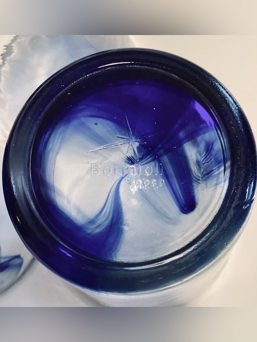 3 Bormioli Rocco Murano Cobalt Blue Swirl Glasses Italy Organic 4.25” Tall - Picture 6 of 8